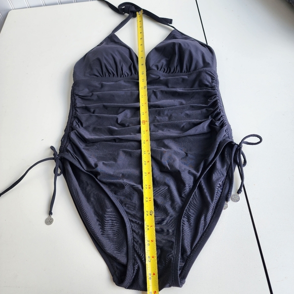 DKNY Women's BLACK Adjustable Side Halter One-Piece Swimsuit US 12 - Picture 13 of 16